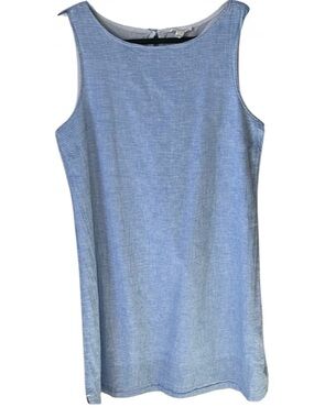 Beach Lunch Lounge Size M Blue White Striped Linen Summer Dress